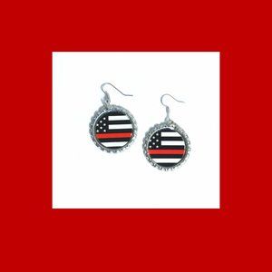 Firefighters Red Line Handmade Earrings